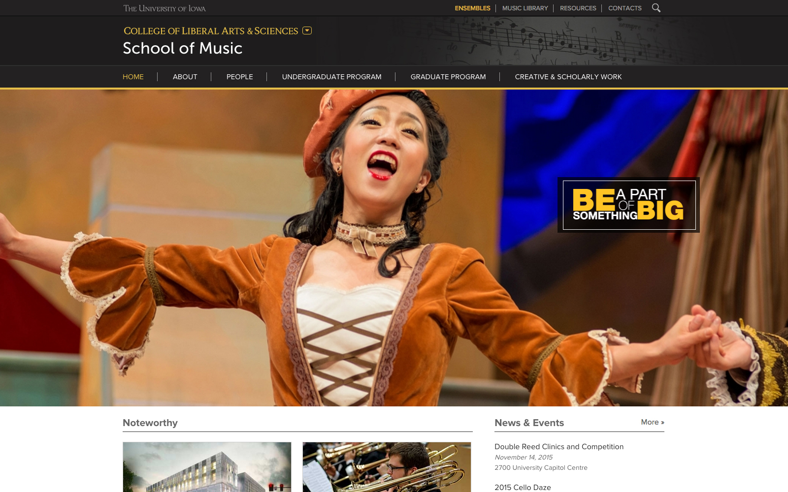 Image of the University of Iowa's School of Music website