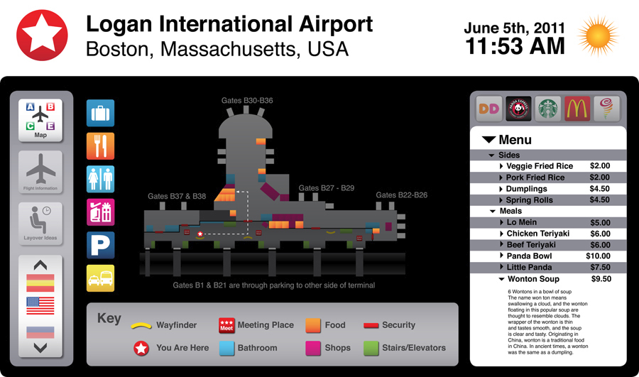 Example of digital signage found in Boston's Logan International Airport